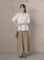 M~2XL レース切り抜き　スタンドカラーボタン留め　ゆったり半袖シャツ