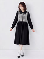 【秋新作】S~XL 切り替えビッグカラー ウエストマーク シャツワンピース