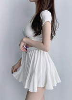 クロスラップ ウエストマーク リボン付き セパレートスカート水着