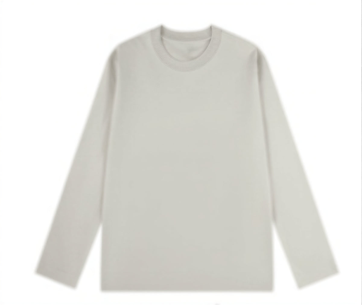 クルーネック ストレートシルエット ゆったり 長袖Tシャツ-グレイッシュベージュ-4XL