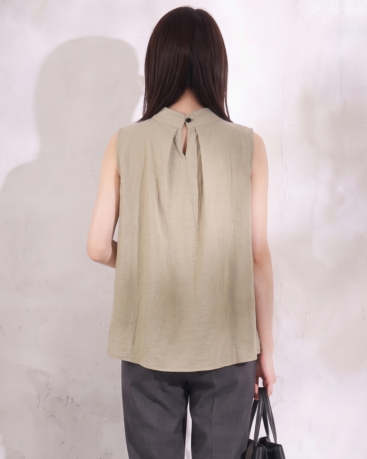 M-2XL スタンドカラー ゆったりAラインタンクトップ