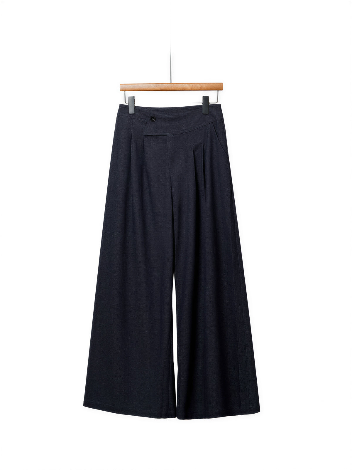 S~XL ハイウエスト ドレープ感 アシンメトリー ワイドパンツ