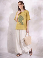ゆったりカジュアルクルーネックフラワープリント半袖Tシャツ