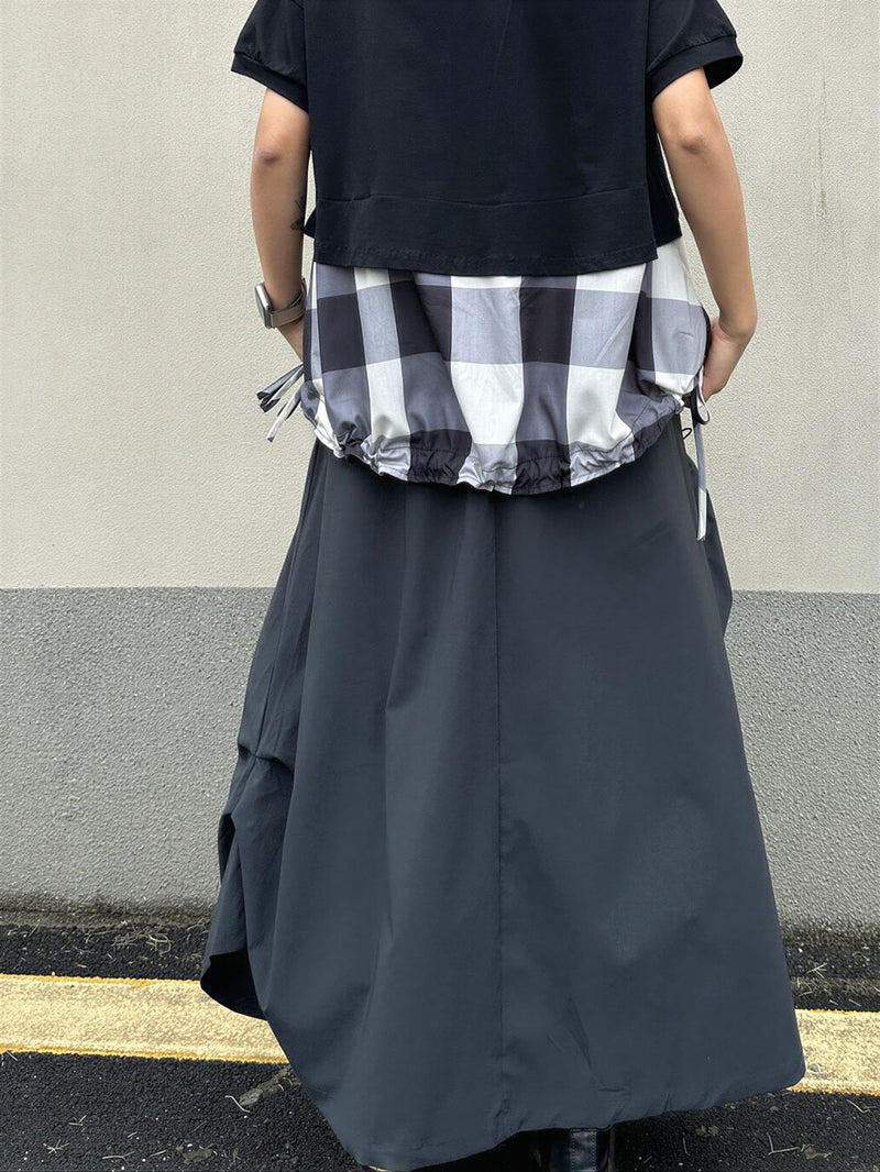 ハイウエスト ドローストリング カーゴ Aラインスカート