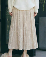 パール調プリーツ Aライン ロング丈 プリーツスカート