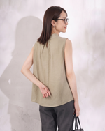 M-2XL スタンドカラー ゆったりAラインタンクトップ