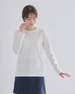クルーネック ストレートシルエット ゆったり 長袖Tシャツ