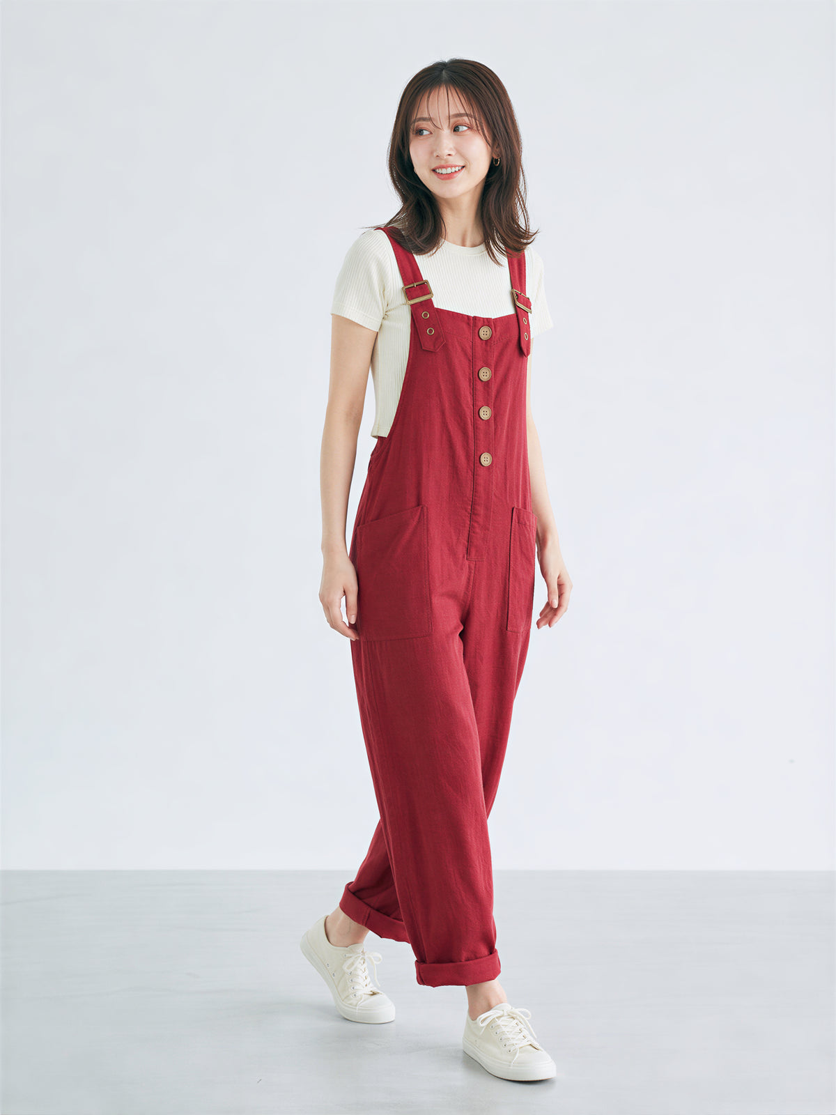 【全2色】S~3XL ゆったりストレート ビッグポケット サロペット