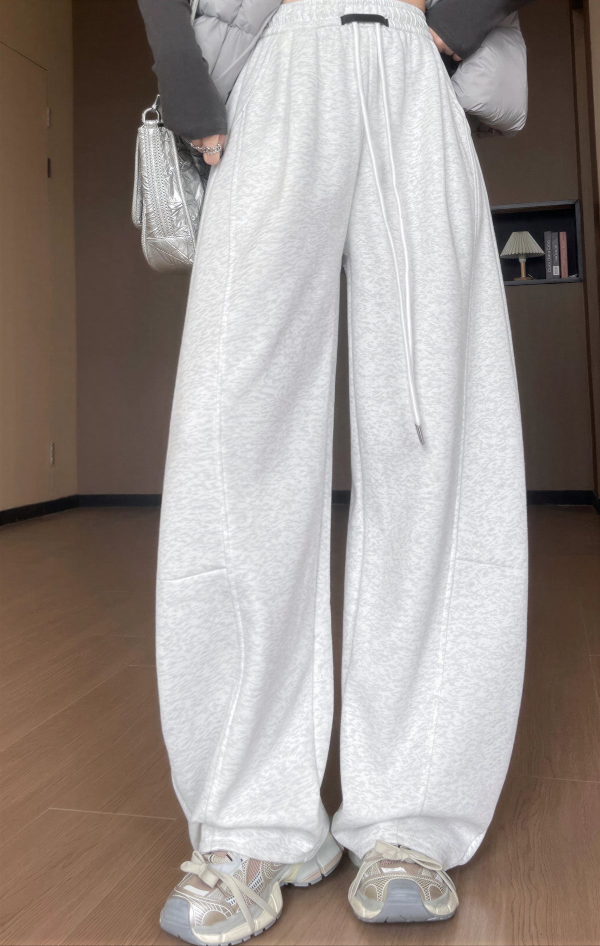 ハイウエスト ドローストリング 立体ワイドパンツ