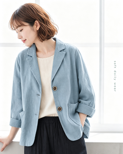【全3色】M~2XL ホワイト シングルボタン テーラードカラー ショート丈ジャケット