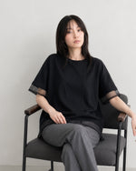 メッシュ切り替え イレギュラーヘム 半袖Tシャツ
