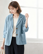 【全3色】M~2XL ホワイト シングルボタン テーラードカラー ショート丈ジャケット