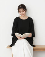 ラウンドネック ルーズ バットスリーブTシャツ