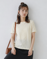 立体プリーツテクスチャー クルーネック スリムフィット 半袖Tシャツ