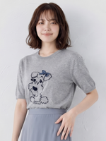 萌えおもしろ子犬刺繍！柔らか肌触りグレー半袖デザイン感ラウンドネックゆったりトップス