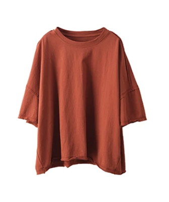 Relaxed Drop-Shoulder Round-Hem T-Shirt