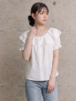 S~XL オフショルダー フリルブラウス