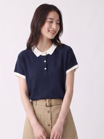 【全2色】M~XL 配色襟ジャカードPOLOシャツ