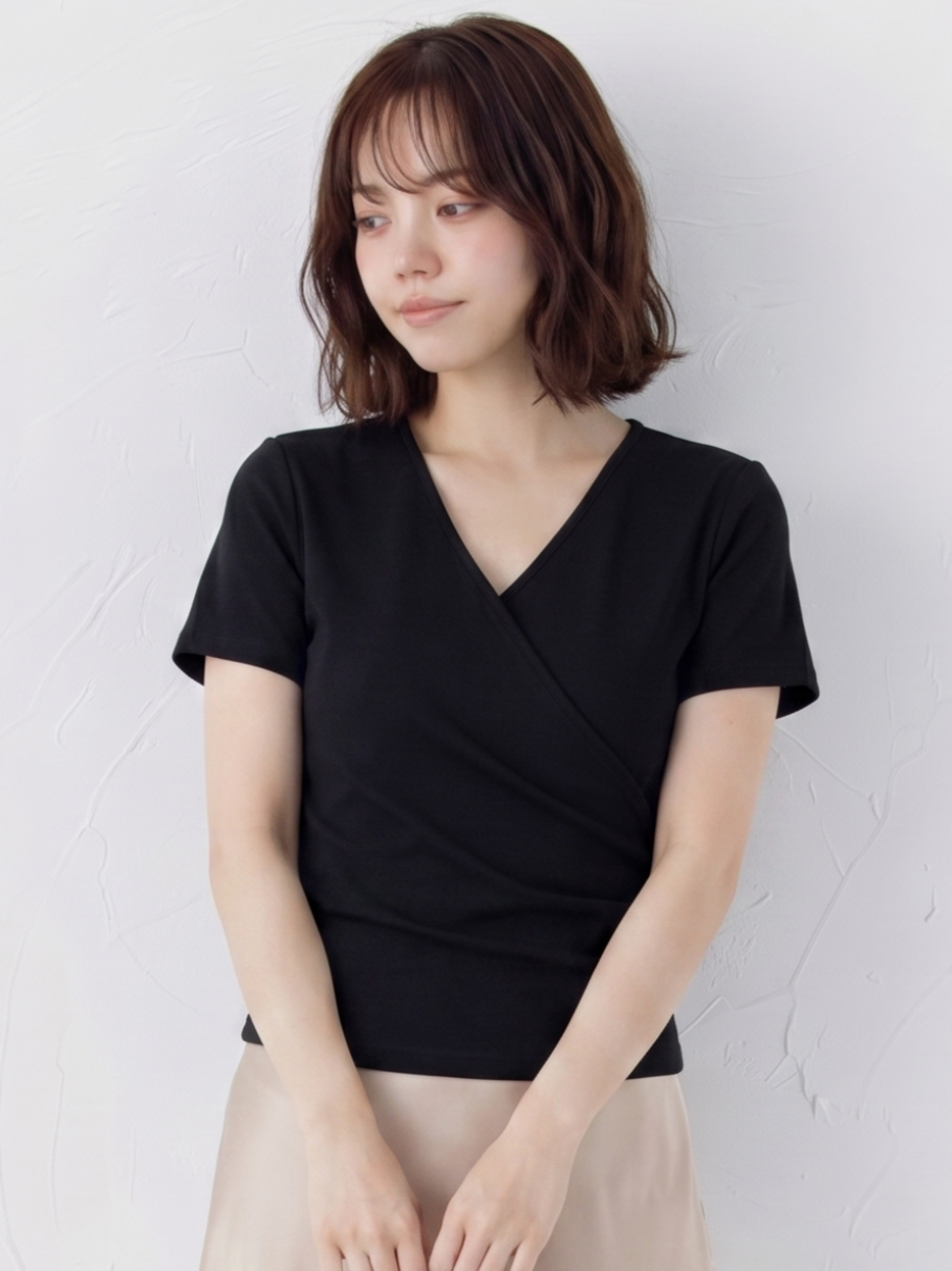 クロスVネック スリムフィット 半袖Tシャツ