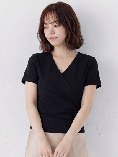 クロスVネック スリムフィット 半袖Tシャツ