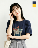 ゆったりドロップショルダー 遊び心プリント半袖Tシャツ