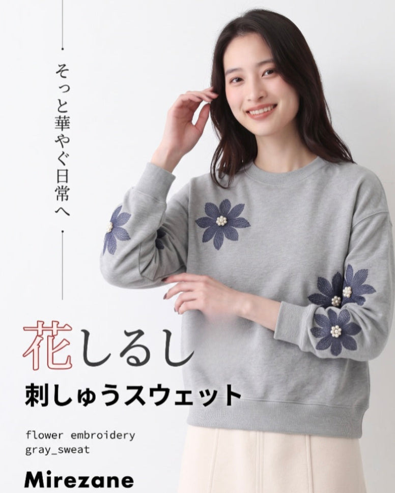 【秋新作】S~3XL 立体フラワー ルーズスウェット
