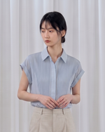 立体プリーツ切り替え 半袖シャツ