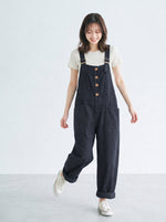 【全2色】S~3XL ゆったりストレート ビッグポケット サロペット