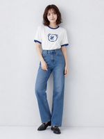 配色パイピング カートゥーンプリントTシャツ