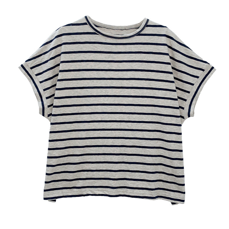 ゆったりドロップショルダー ボーダーTシャツ