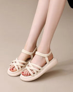 クロスストラップ 厚底オープントゥ レディースサンダル
