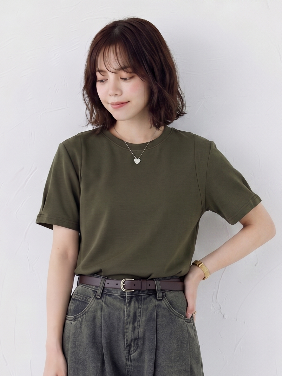 ゆったりとした、袖口のデザイン感！ゆったり半袖Tシャツデザイン感カジュアルトップス