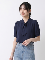 リボンタイ付き パフスリーブブラウス