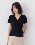 クロスVネック スリムフィット 半袖Tシャツ