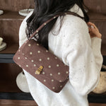 ドット柄フラップ レトロバゲットショルダーバッグ