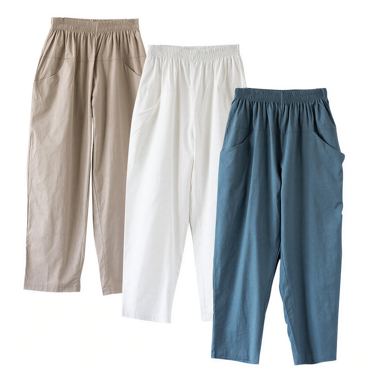 ウエストゴム ハイウエスト ゆったりハーレムパンツ