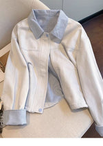 S~XL 配色カラーのショートジャケット