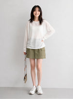 S~XL シアー重ね着 ルーズフィット 長袖Tシャツ