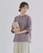 メローフリル襟 ラウンドネック ゆったりTシャツ