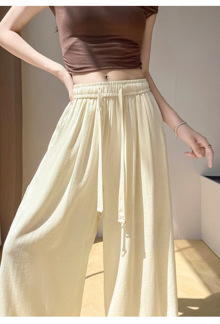 ハイウエスト ドローストリング ドレープワイドパンツ