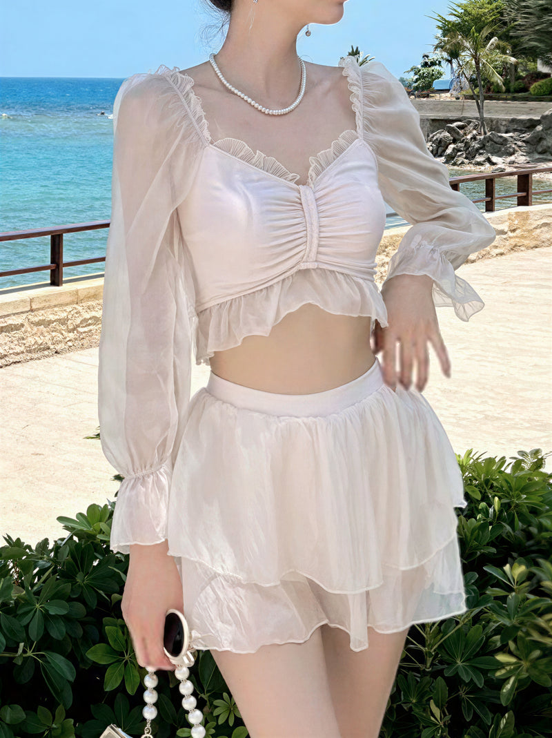 フリルギャザーシアー セパレートスカート水着