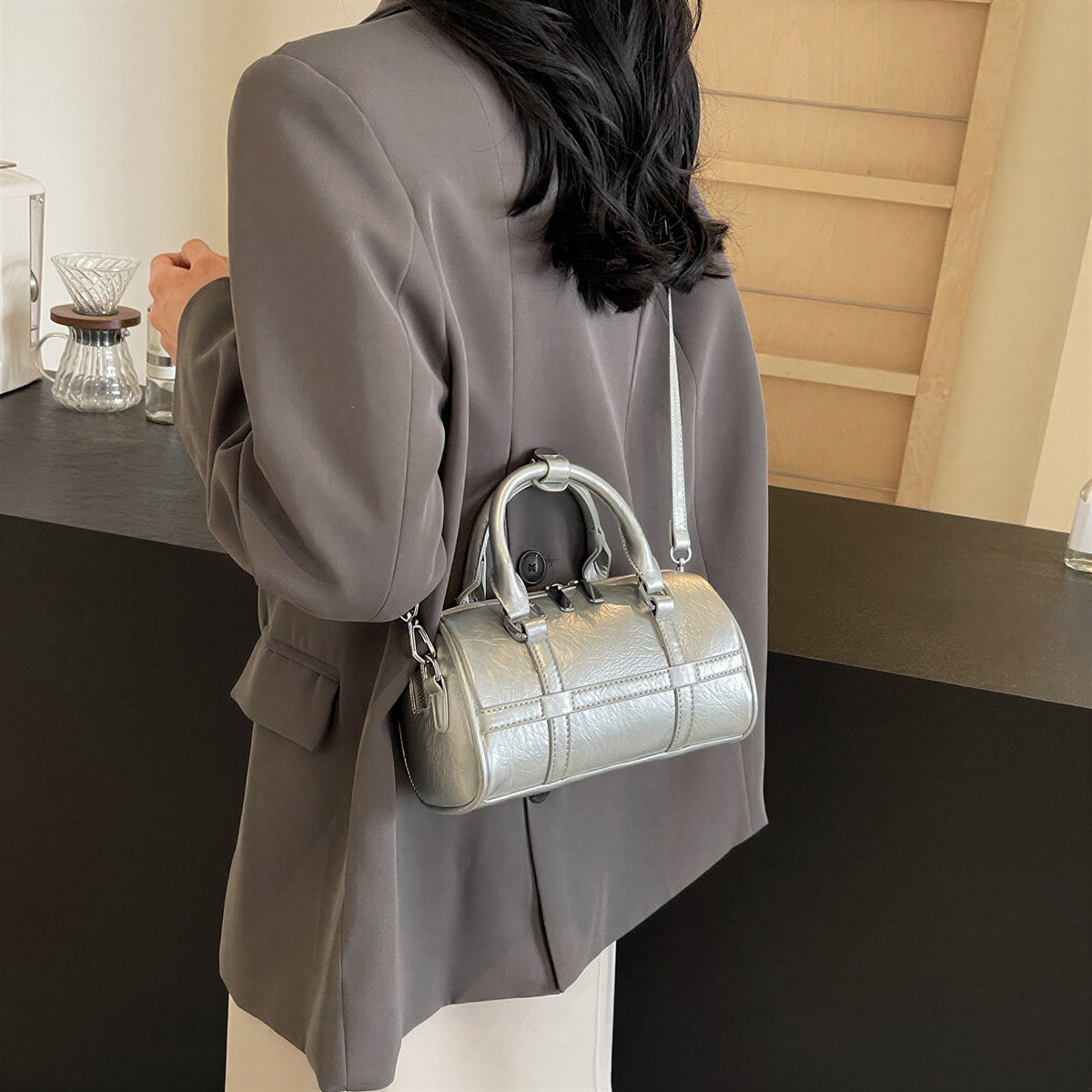 レトロな光沢 立体シリンダー ボウリングバッグ