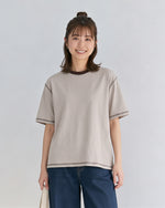 【全3色】ゆったりストレート 配色トリムTシャツ | 肌触り柔らかい