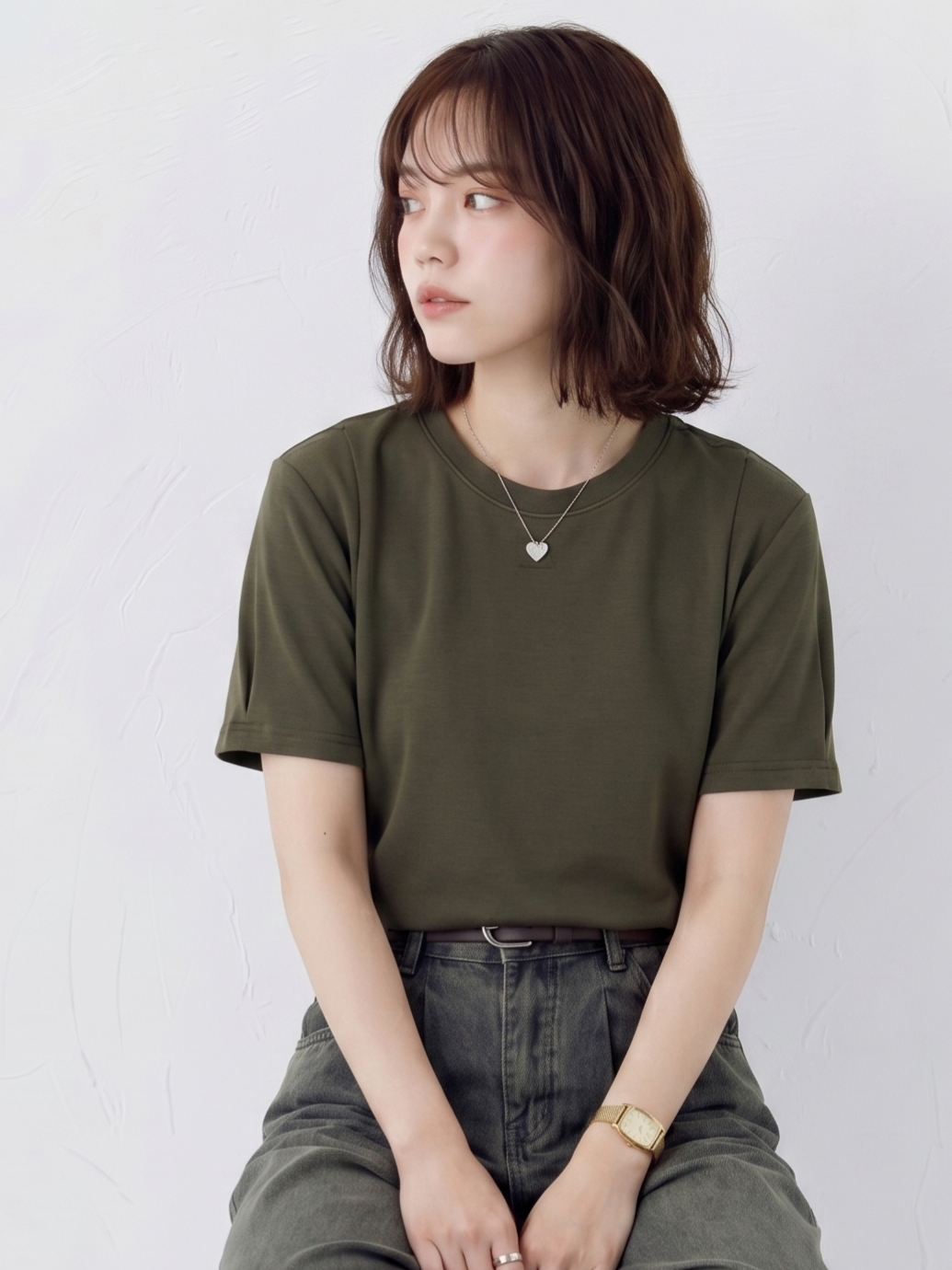 ゆったりとした、袖口のデザイン感！ゆったり半袖Tシャツデザイン感カジュアルトップス