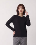 クルーネック ストレートシルエット ゆったり 長袖Tシャツ