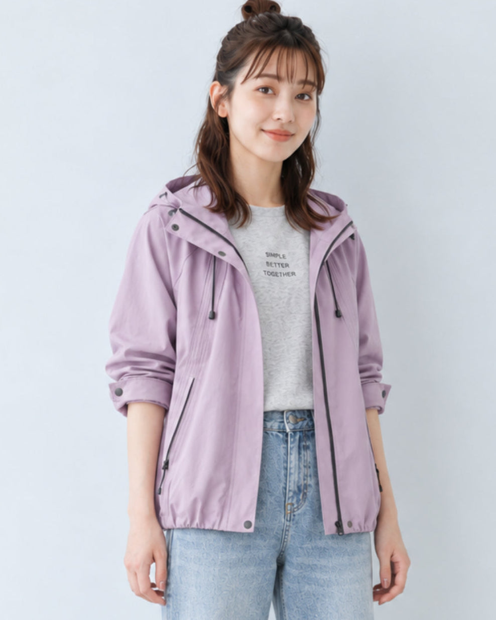 フード付き・ドローストリングトレンチコート
