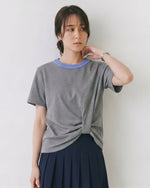 配色クルーネック サイドツイスト 半袖Tシャツ