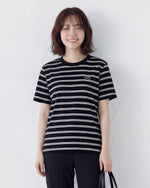 ブラック ボーダー クルーネック ゆったり 半袖Tシャツ