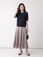 M~XL 透かしジャカード クルーネックニット