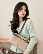 【全4色】レトロ金具 配色ステッチ ロングショルダーストラップ 脇下バッグ